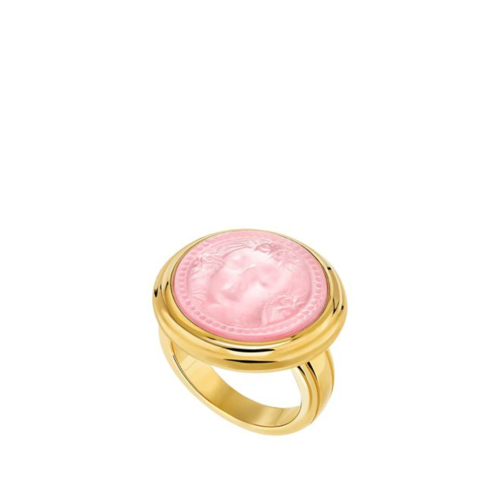 Lalique Aréthuse anello tondo placcato oro misura 51