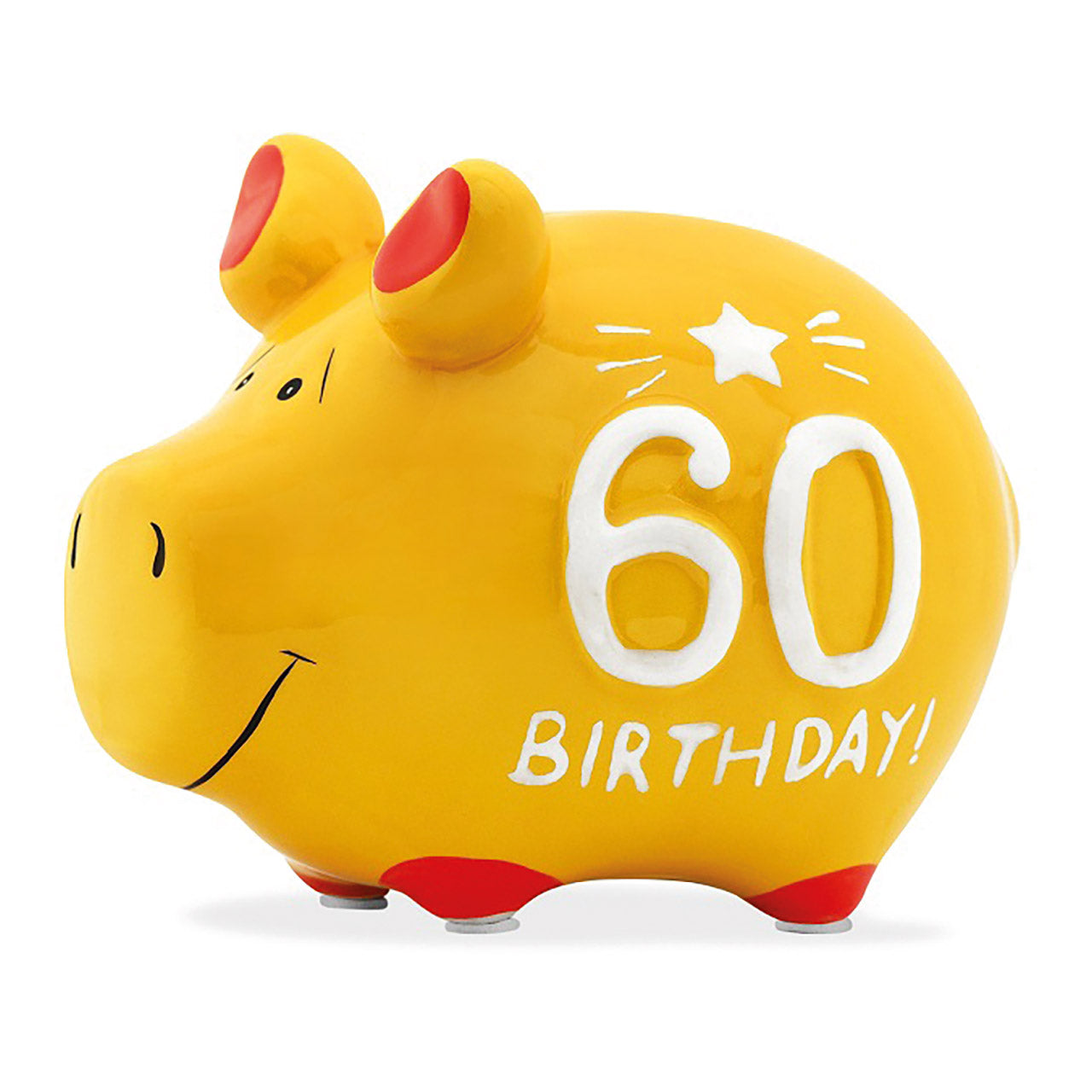 Sparschwein Company 60 Birthday salvadanaio maialino giallo piccolo
