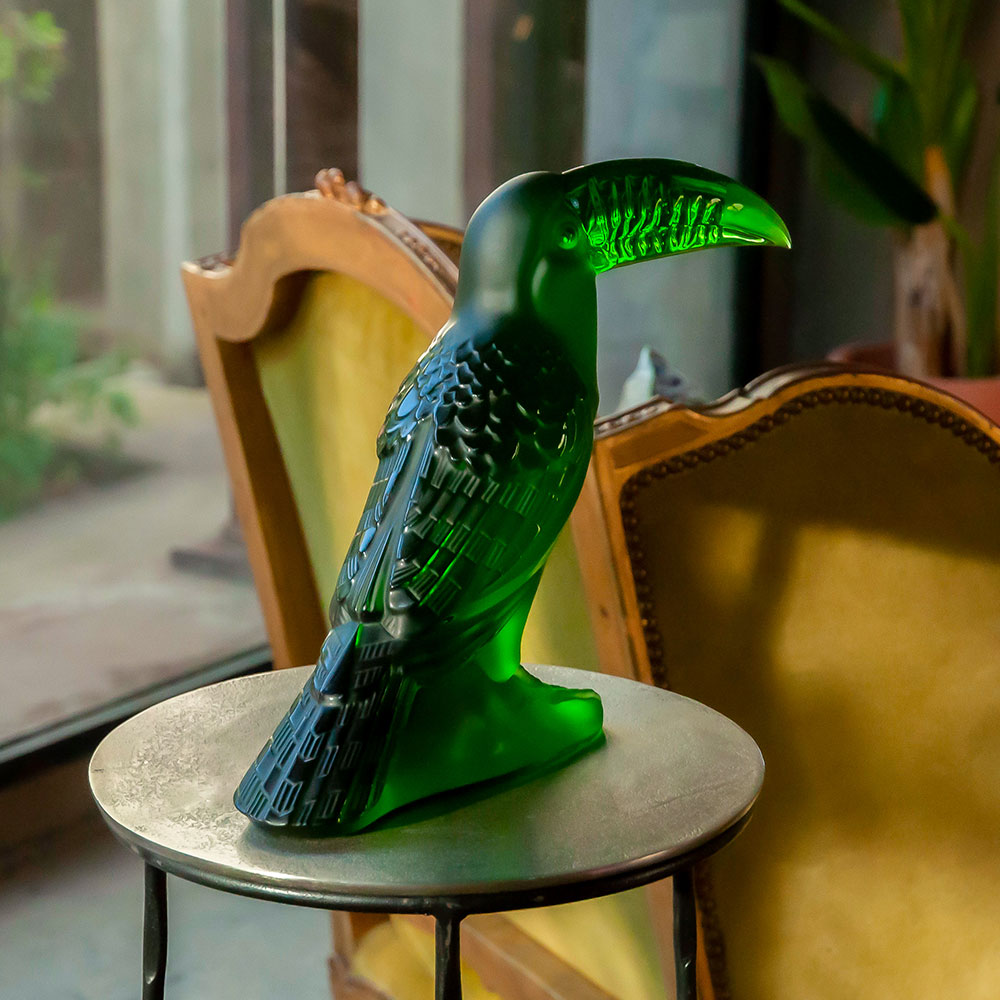 René Lalique Toucan scultura tucano verde Amazzone