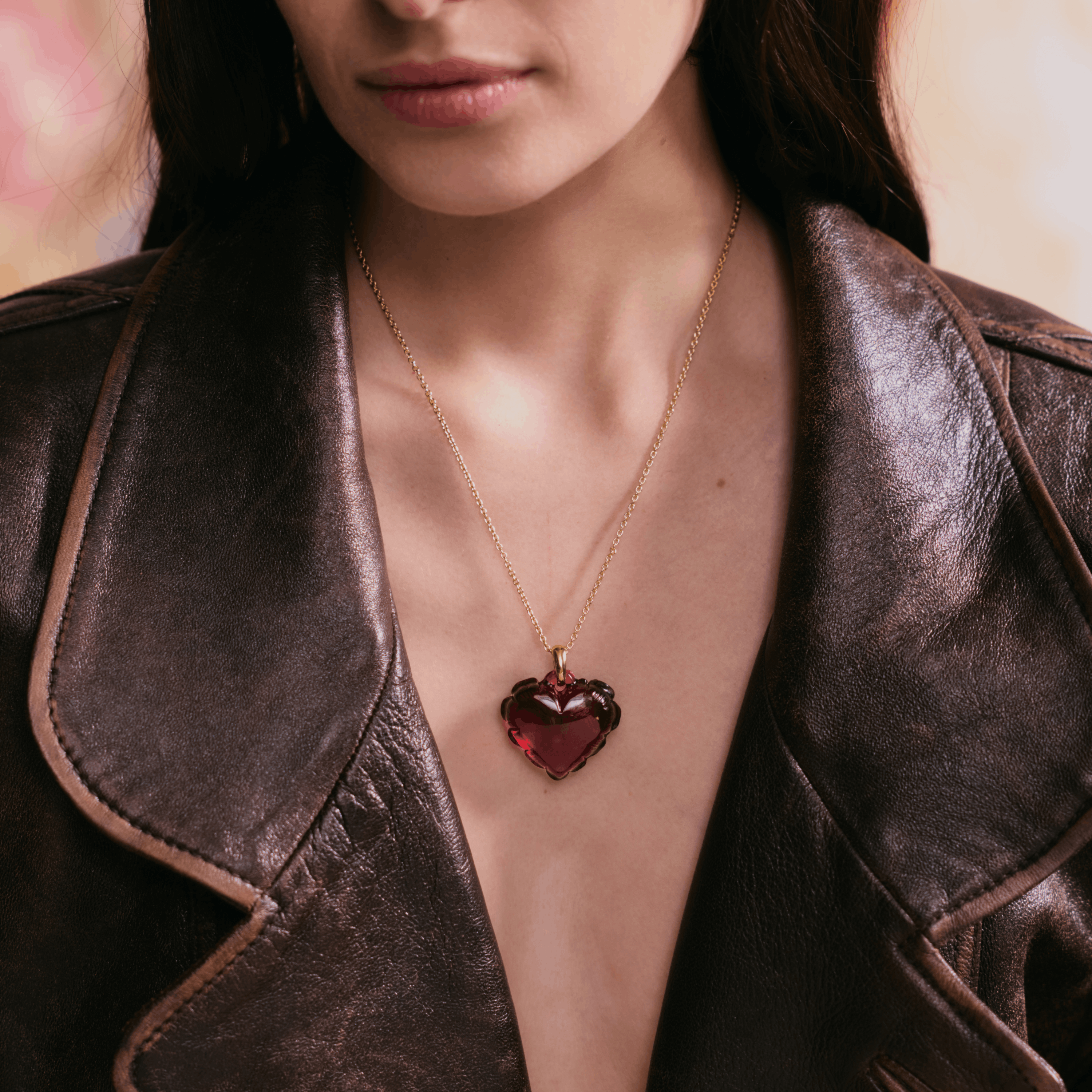 Lalique Souffle d'amour pendente cuore rosso