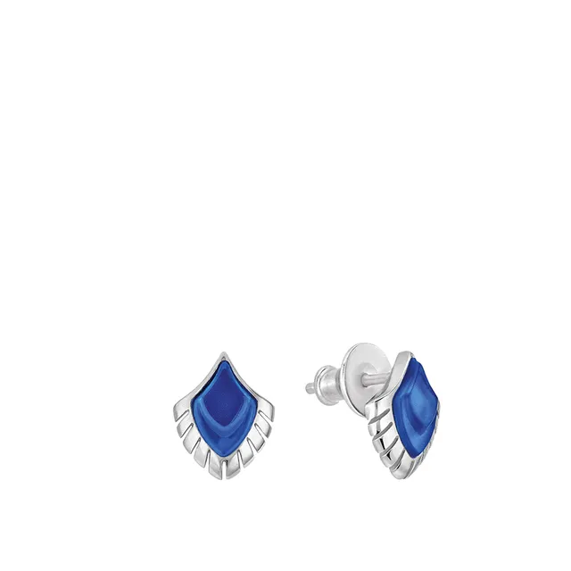 Lalique Paon Orecchini Cristallo Blu Taglia S
