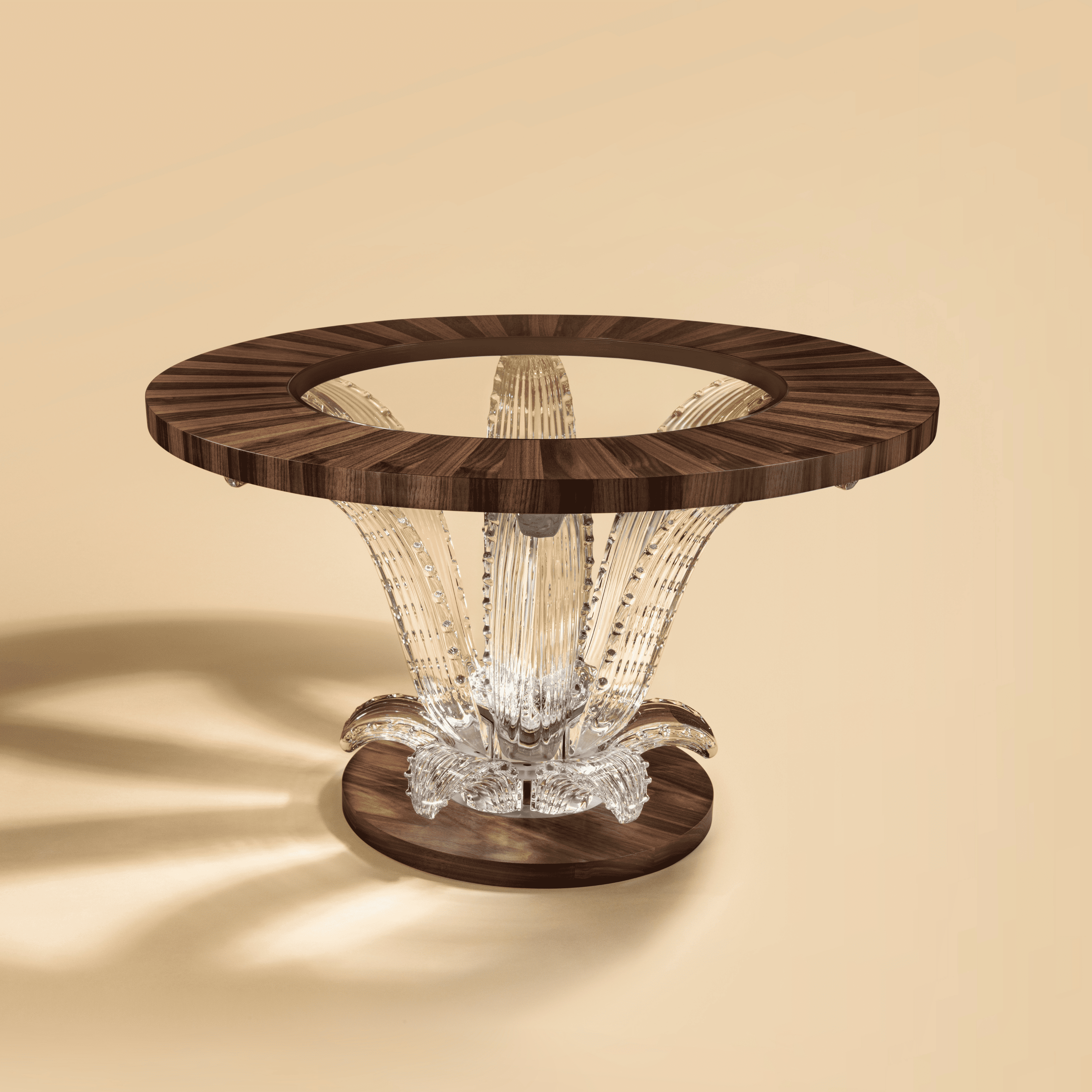 René Lalique Cactus tavolino noce M con vetro