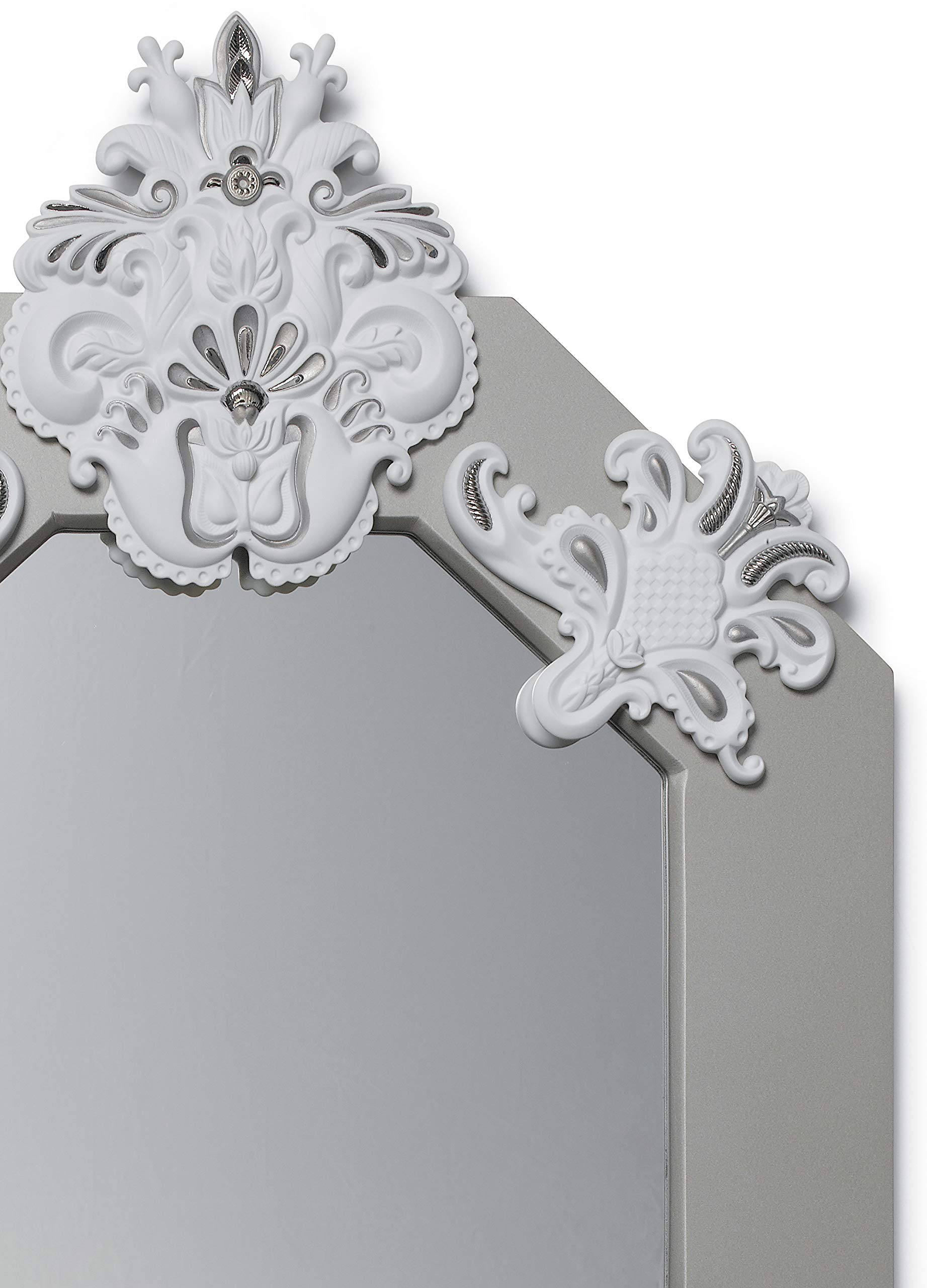 Lladró Specchio Ottagonale Argento Specchio Porcellana Bianco