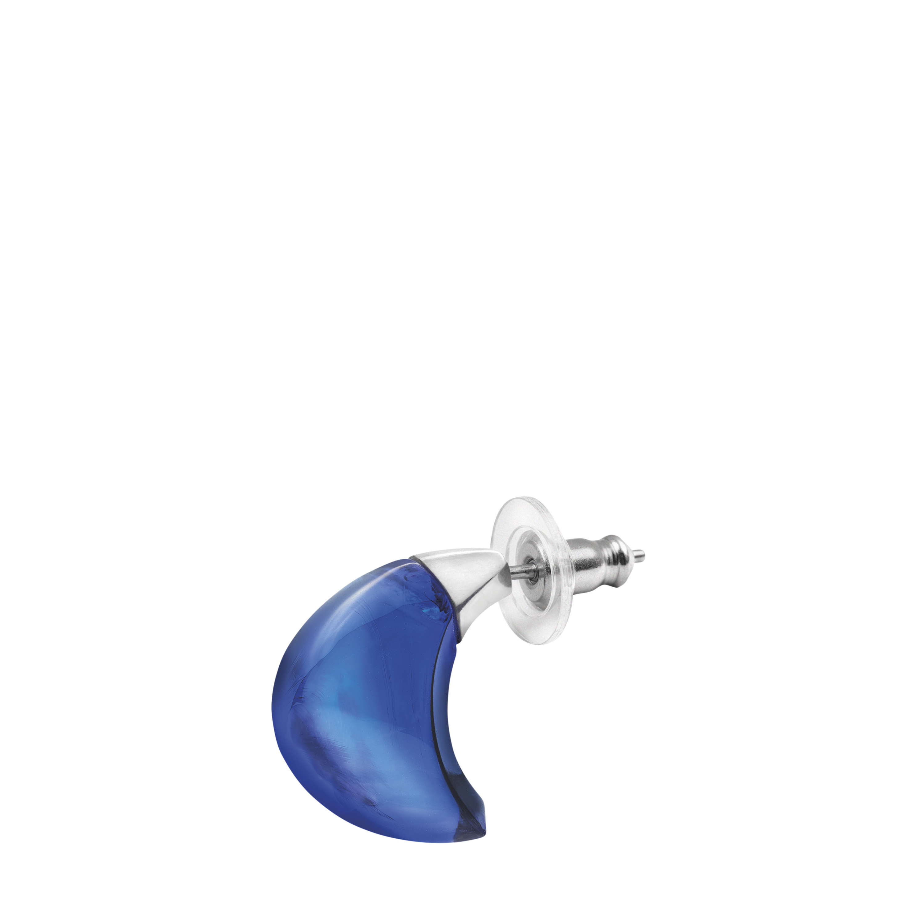 Lalique Cabochon Orecchini Cristallo Blu Cap-Ferrat Argento