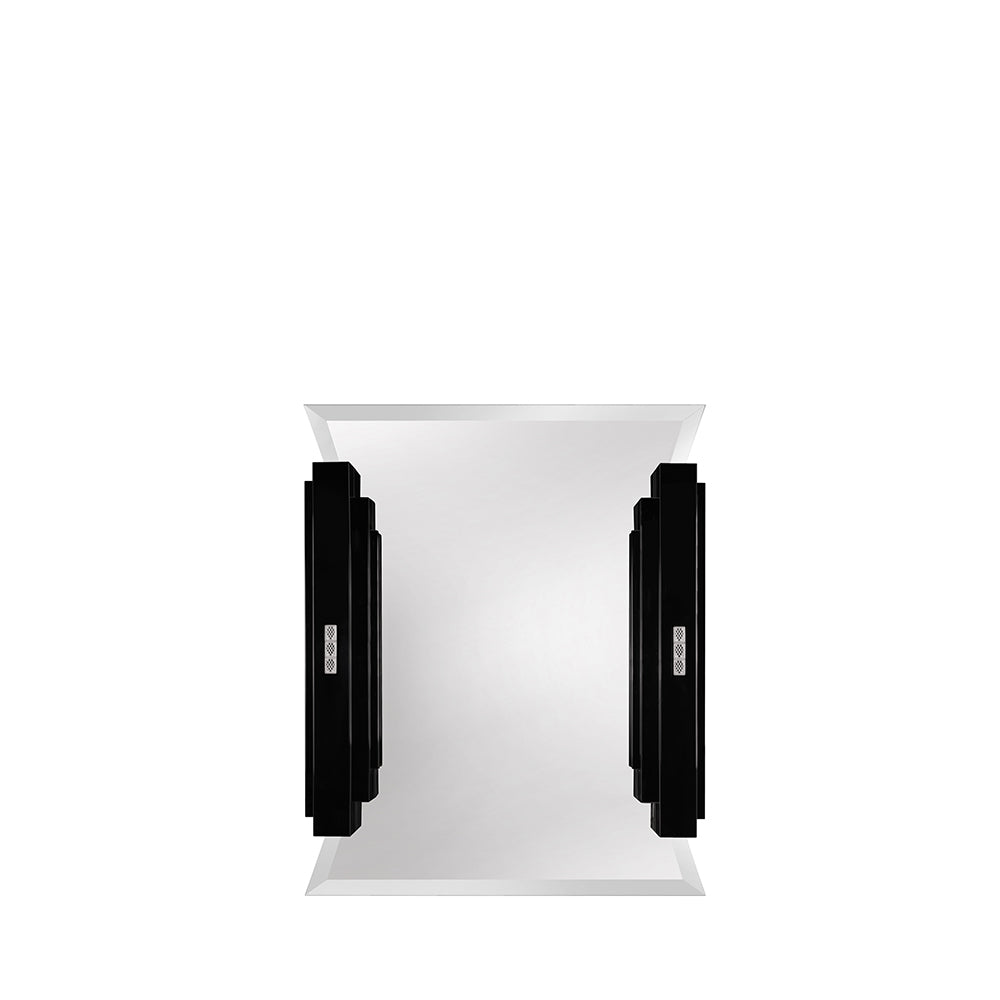 René Lalique Raisins specchio trucco curvo cristallo nero