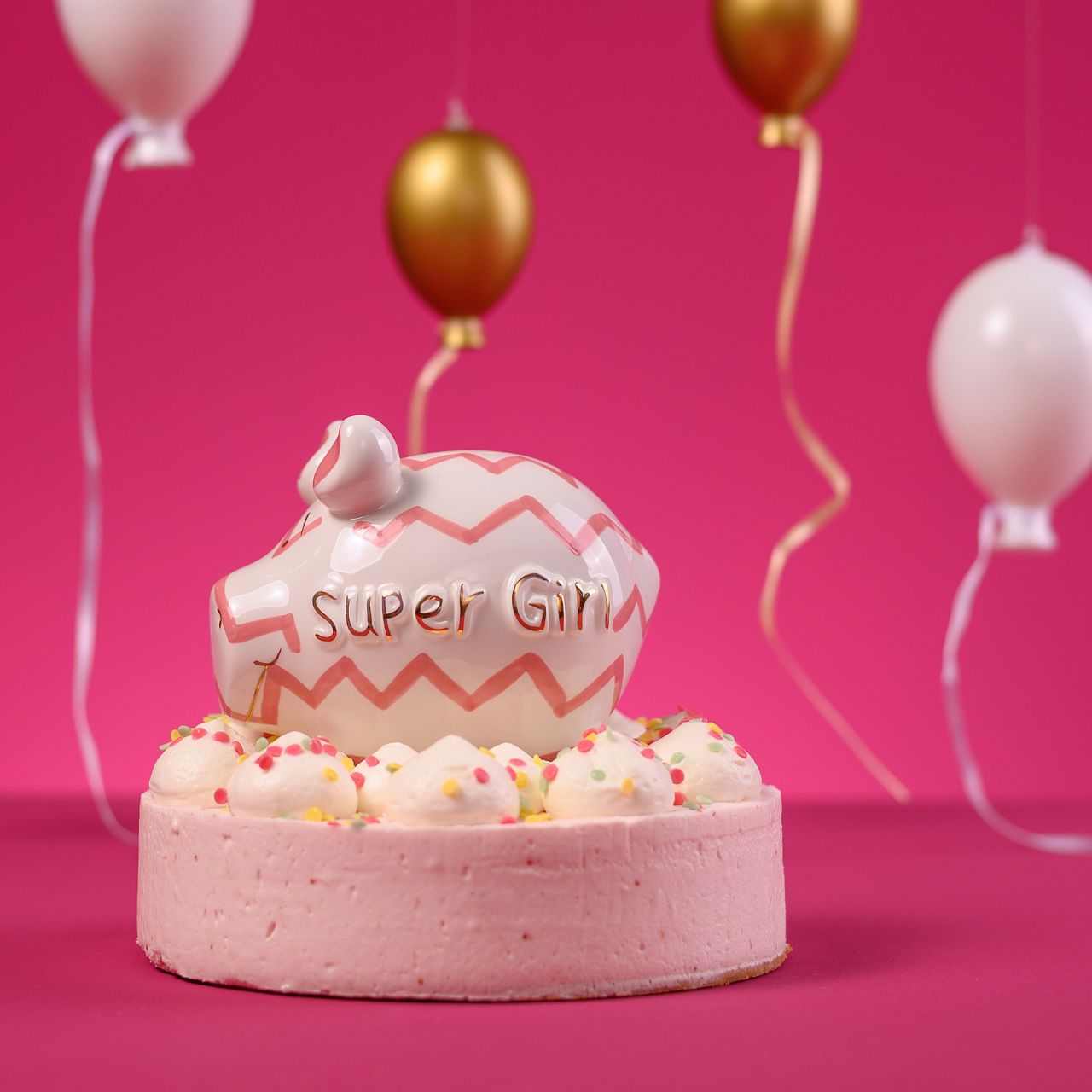 Sparschwein Company Kleinschweine Super Girl salvadanaio bianco rosa