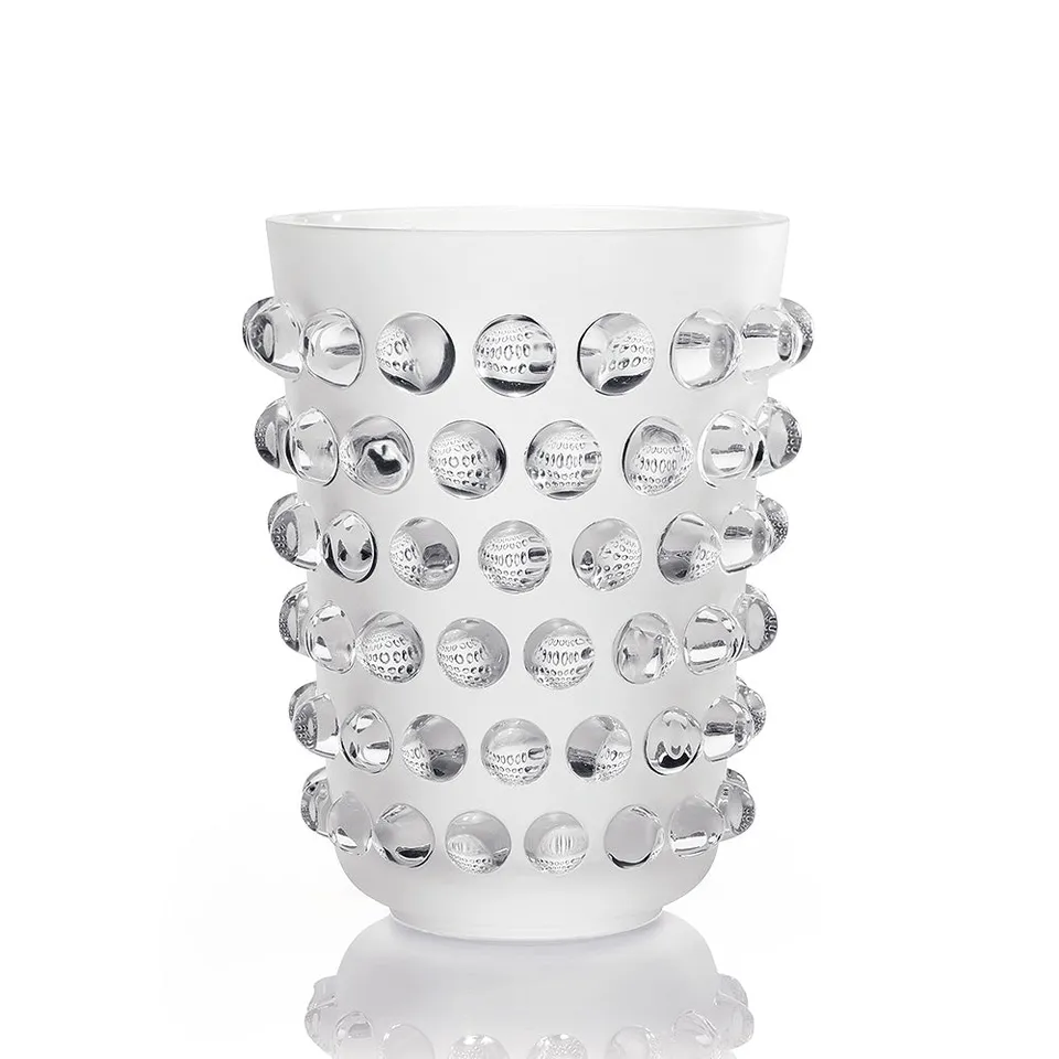 René Lalique Mossi vaso XXL in cristallo cabochon