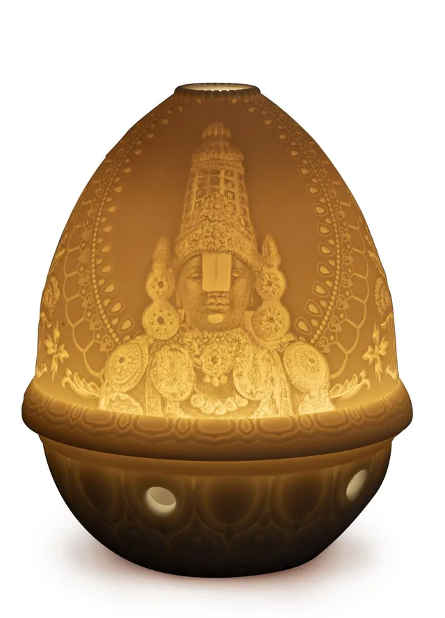 Lladró Lord Balaji Litofania Porcellana LED Ricaricabile