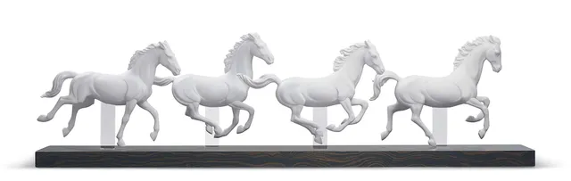 Lladró Sculture Figurina Gruppo Cavalli bianco porcellana