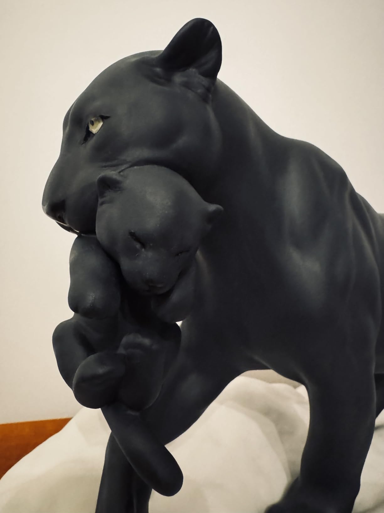 Lladró Pantera nera con cucciolo scultura in porcellana
