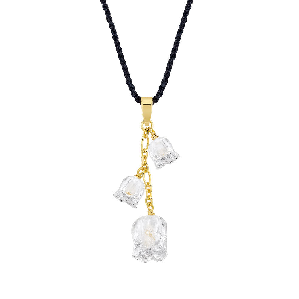 Lalique Muguet Ciondolo Cristallo Oro 3 Elementi