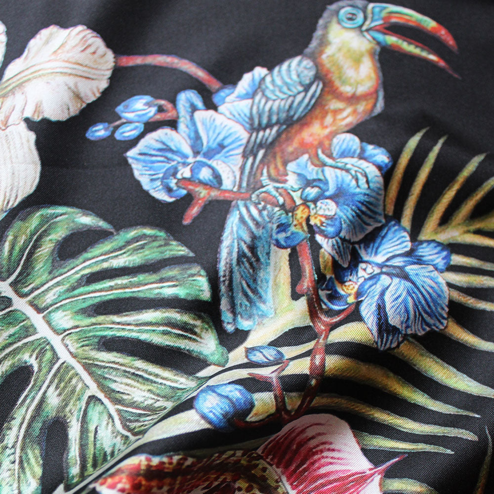 René Lalique Foulard Black Jungle in Seta Taglia Unica