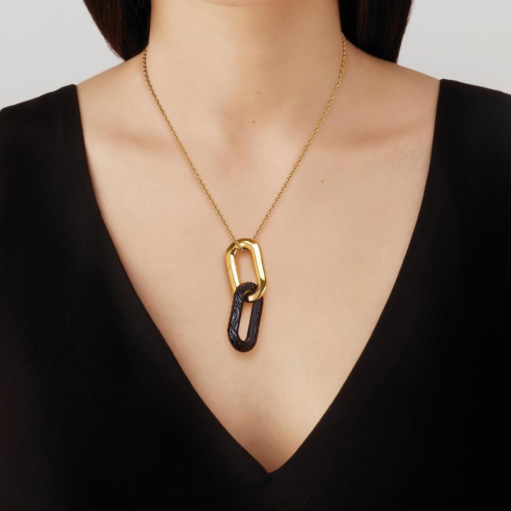 Lalique Empreinte Animale pendente nero oro 18K