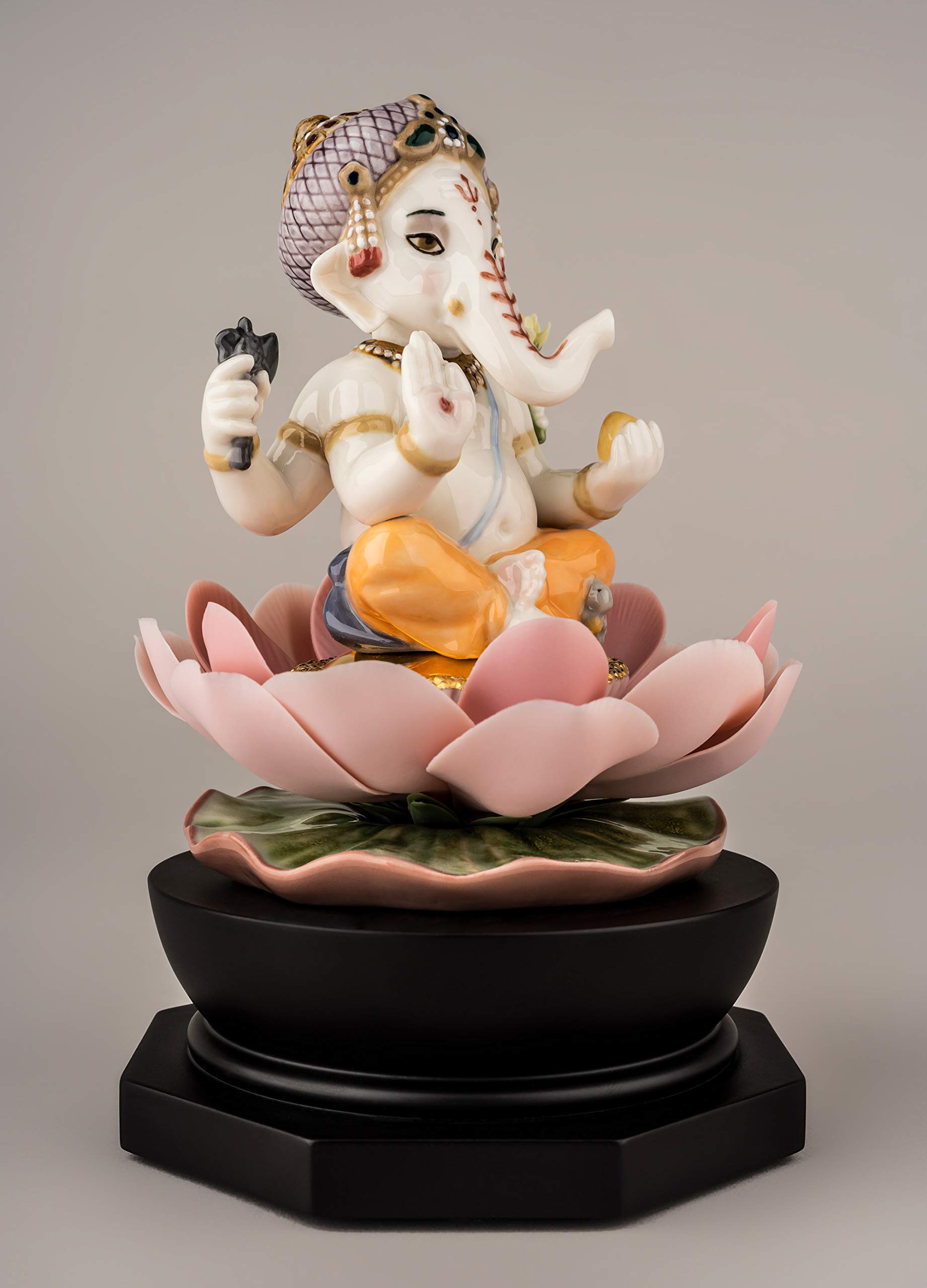 Lladró Sculture Ganesha con Loto figurina divinità
