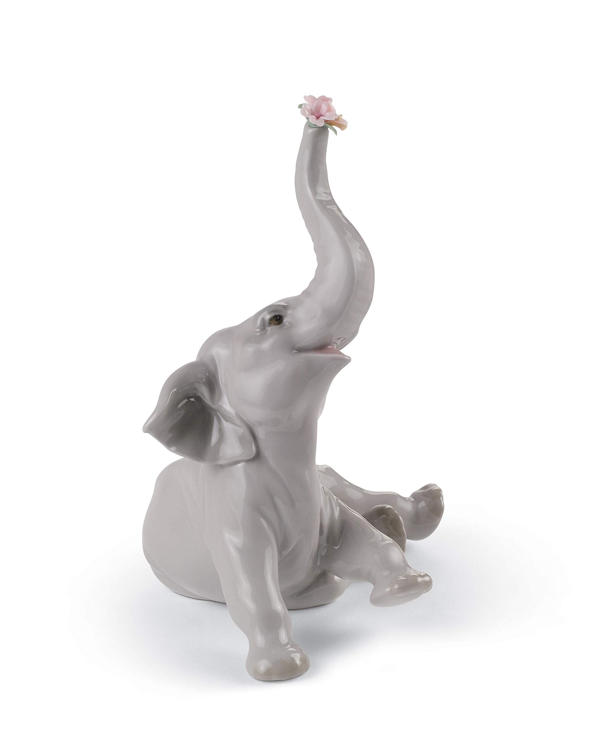Lladró Sculture Elefante Bebè Fiore Rosa figura porcellana