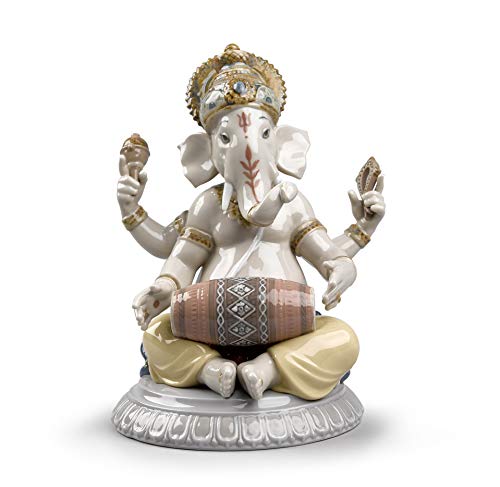 Lladró Sculture Ganesha con Mridangam statuetta porcellana