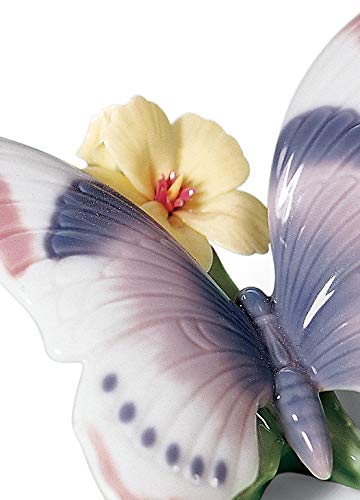 Lladró Sculture Farfalla figurina rosa blu fiore giallo