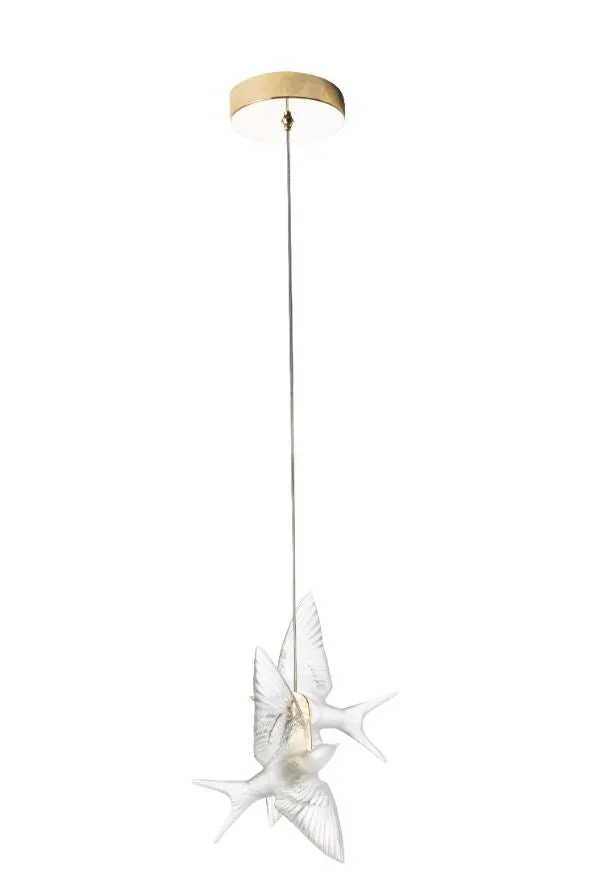 Lalique Hirondelles Plafoniera cristallo 2 rondini dorata