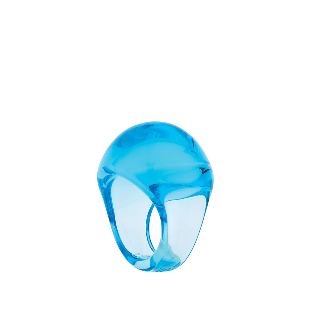 Lalique Jewellery Cabochon anello cristallo blu chiaro 49
