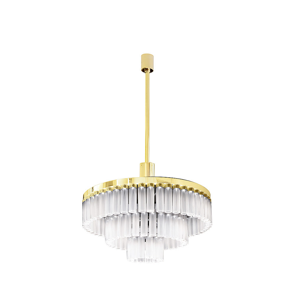 Lalique Orgue lampadario cristallo 3 ranghi dorato