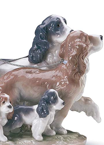 Lladró Sculture La Grande Famiglia bimba cani porcellana