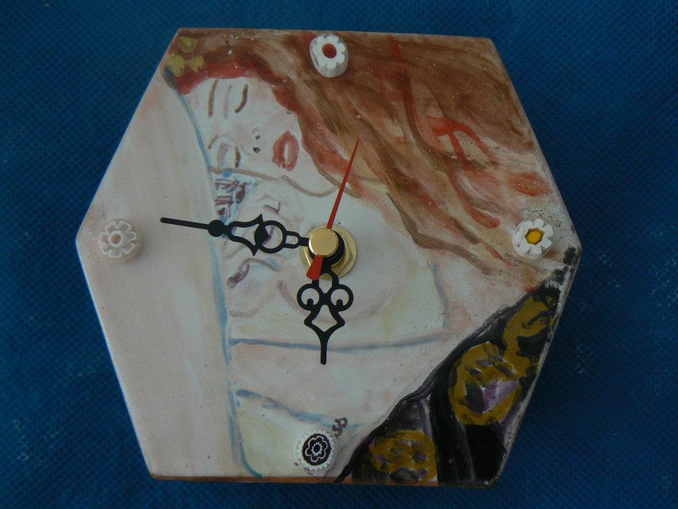Raffaela Russo Klimt orologio ceramica 03 dorato parete