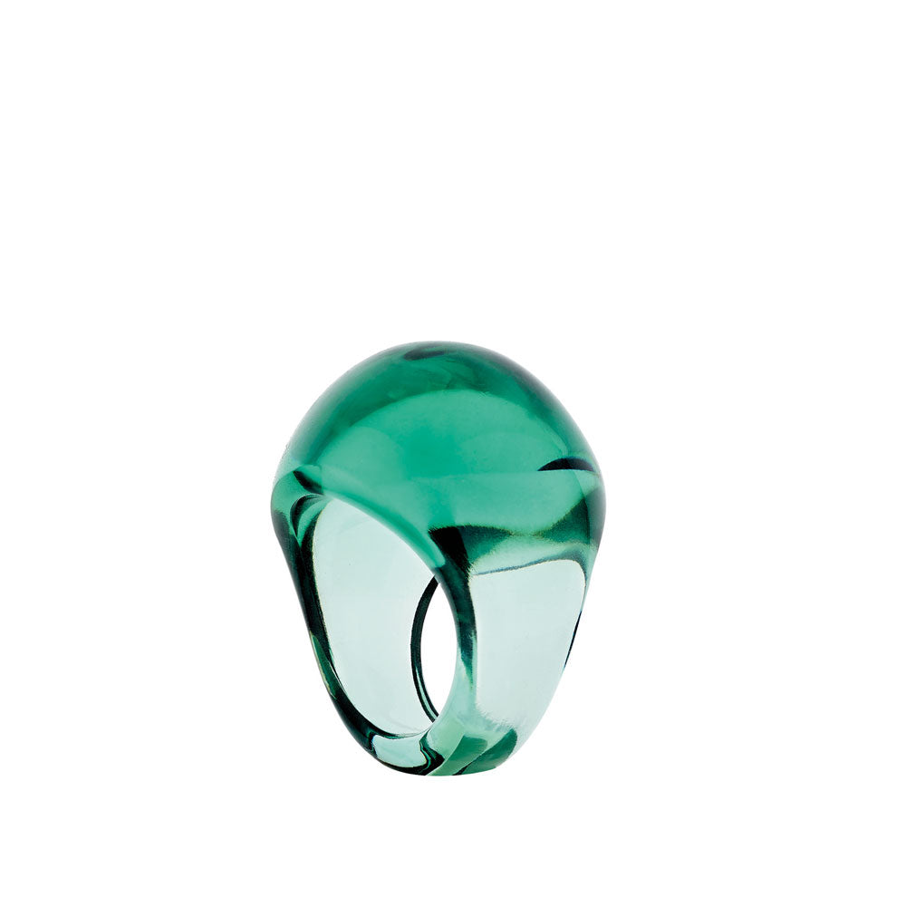 Lalique Cabochon anello cristallo verde profondo misura 52