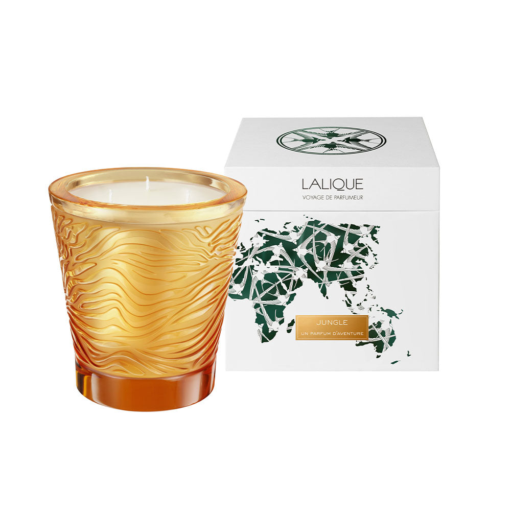 Lalique Jungle candela profumata 750 g cristallo ambra