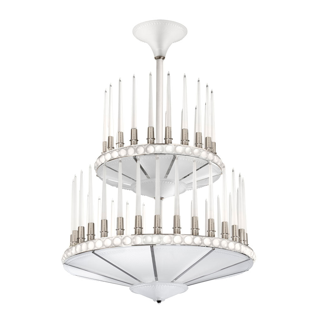 Lalique Perles lampadario 2 ranghi D1000 mm nichel