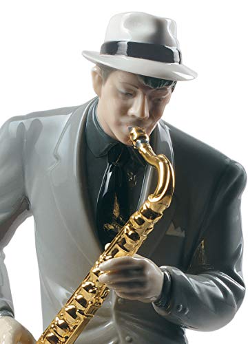 Lladró Sassofonista Jazz Figurina Porcellana Musica Artigianale