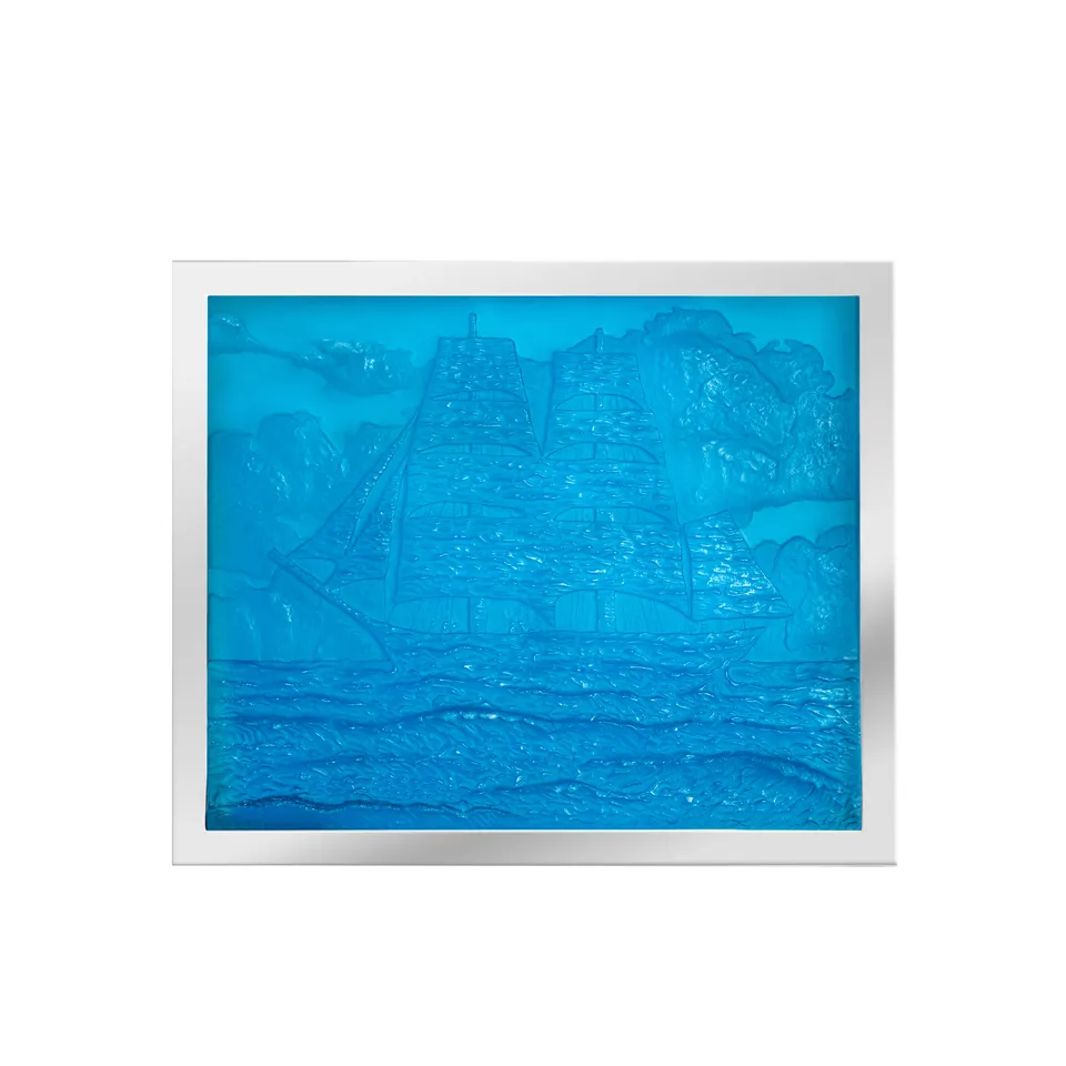 Lalique Le Séducteur Magritte pannello cristallo blu 20 pezzi
