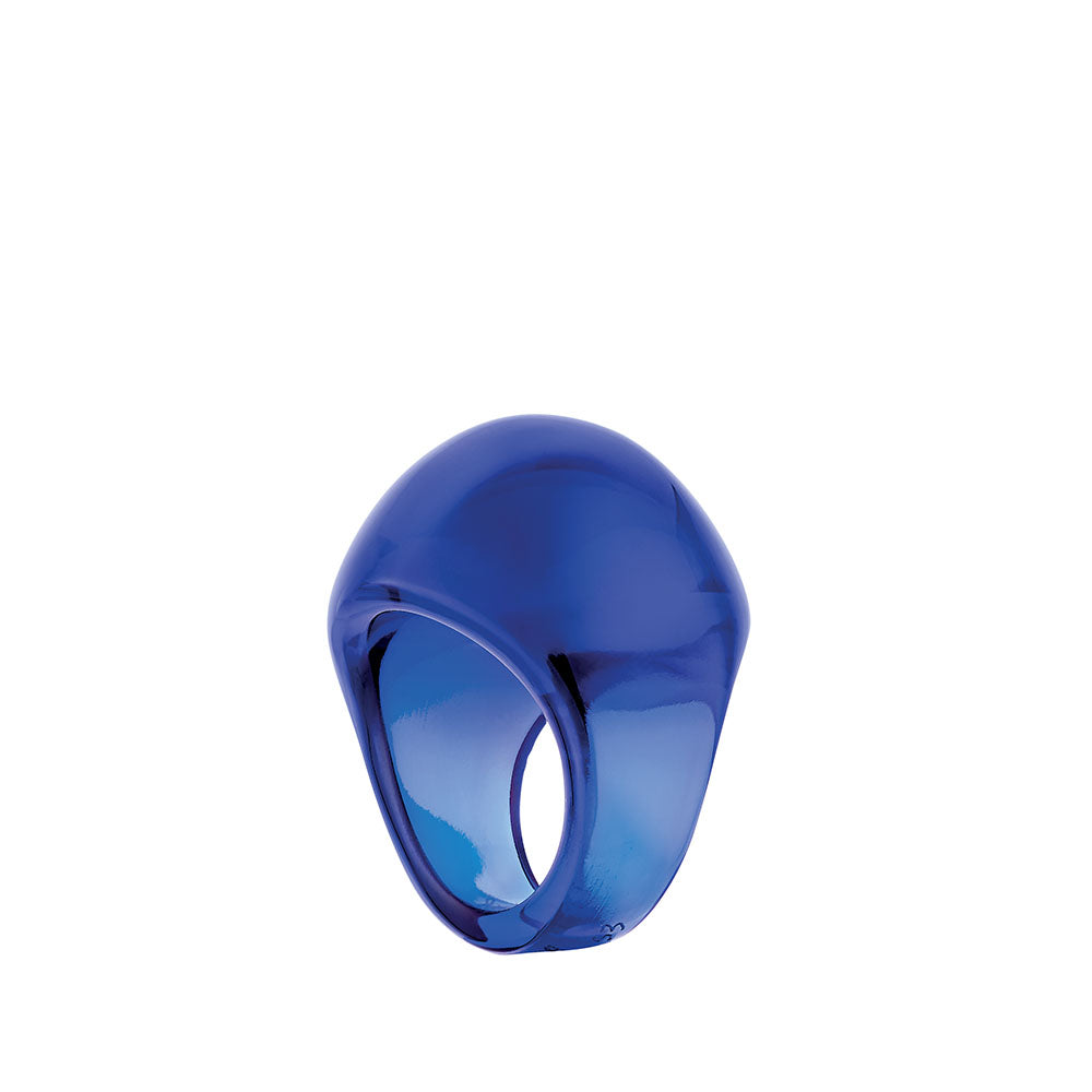 Lalique Cabochon Anello Cristallo Blu Cap-Ferrat
