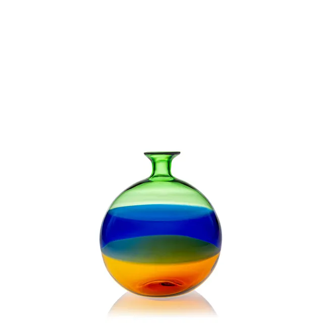 Vaporetto Dolcevita N°8 vaso vetro Murano 12 cm blu verde