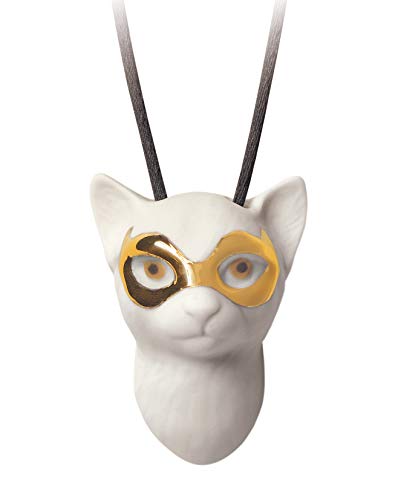 Lladró Gioielli Gatto con Maschera ciondolo porcellana oro