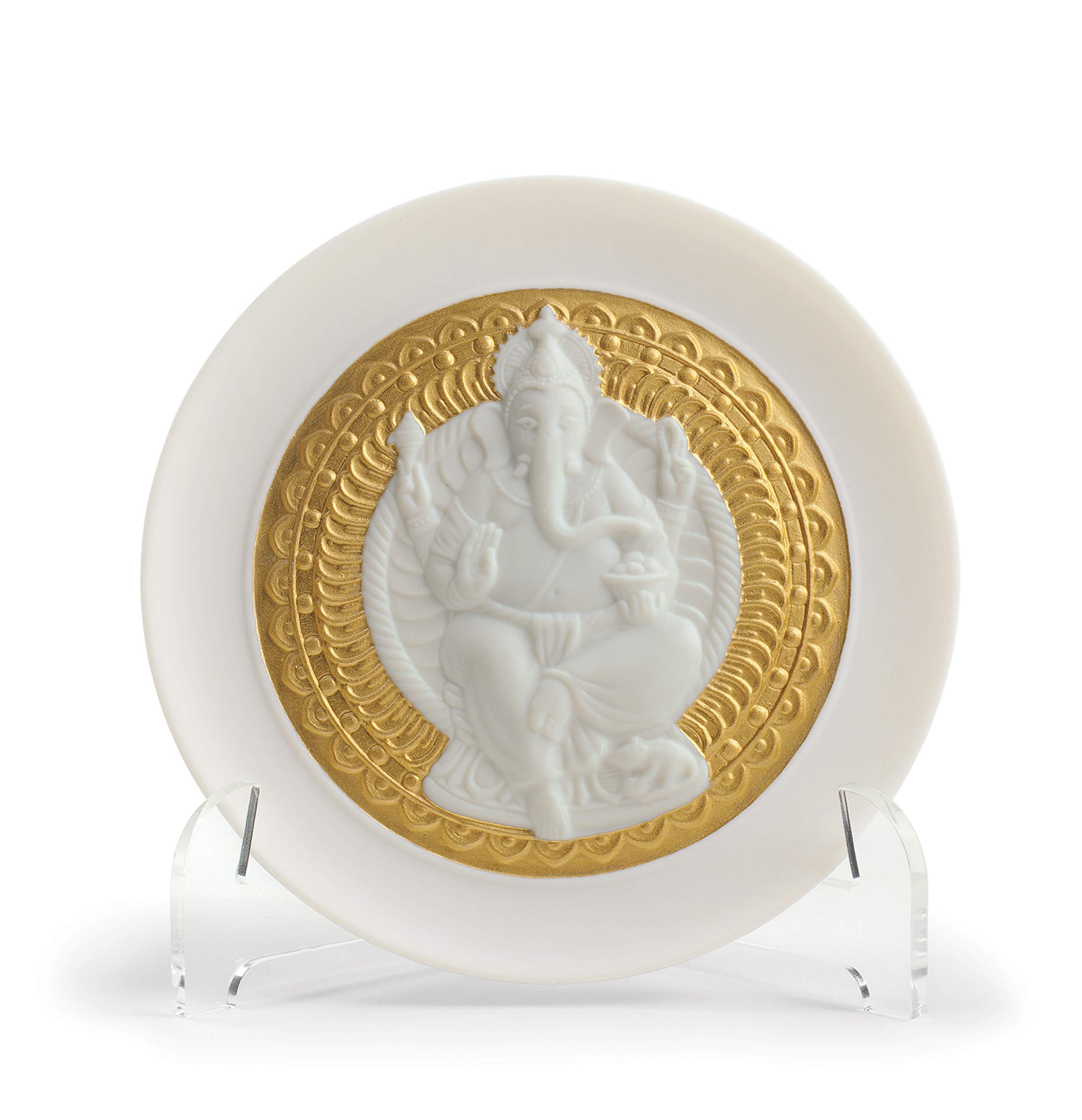 Lladró Piatto Lord Ganesha Porcellana Oro Lustro