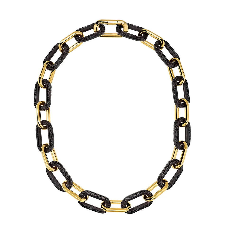 Lalique Empreinte Animale collana oro 12 cristalli neri
