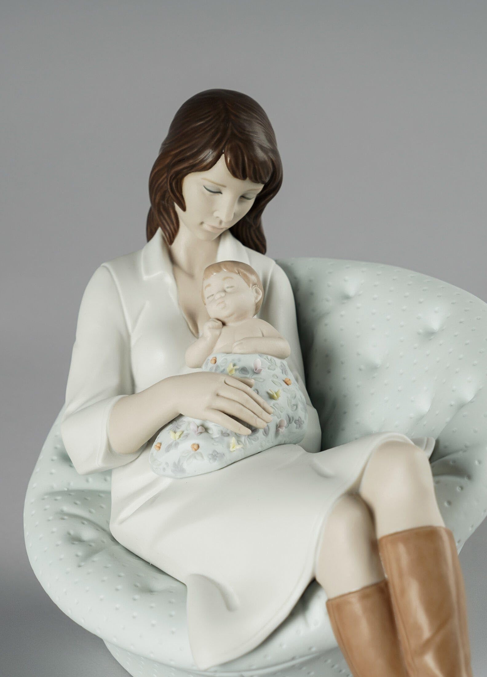 Lladró Sculture Dormendo con Mamma Figurina Porcellana Opaca Colori