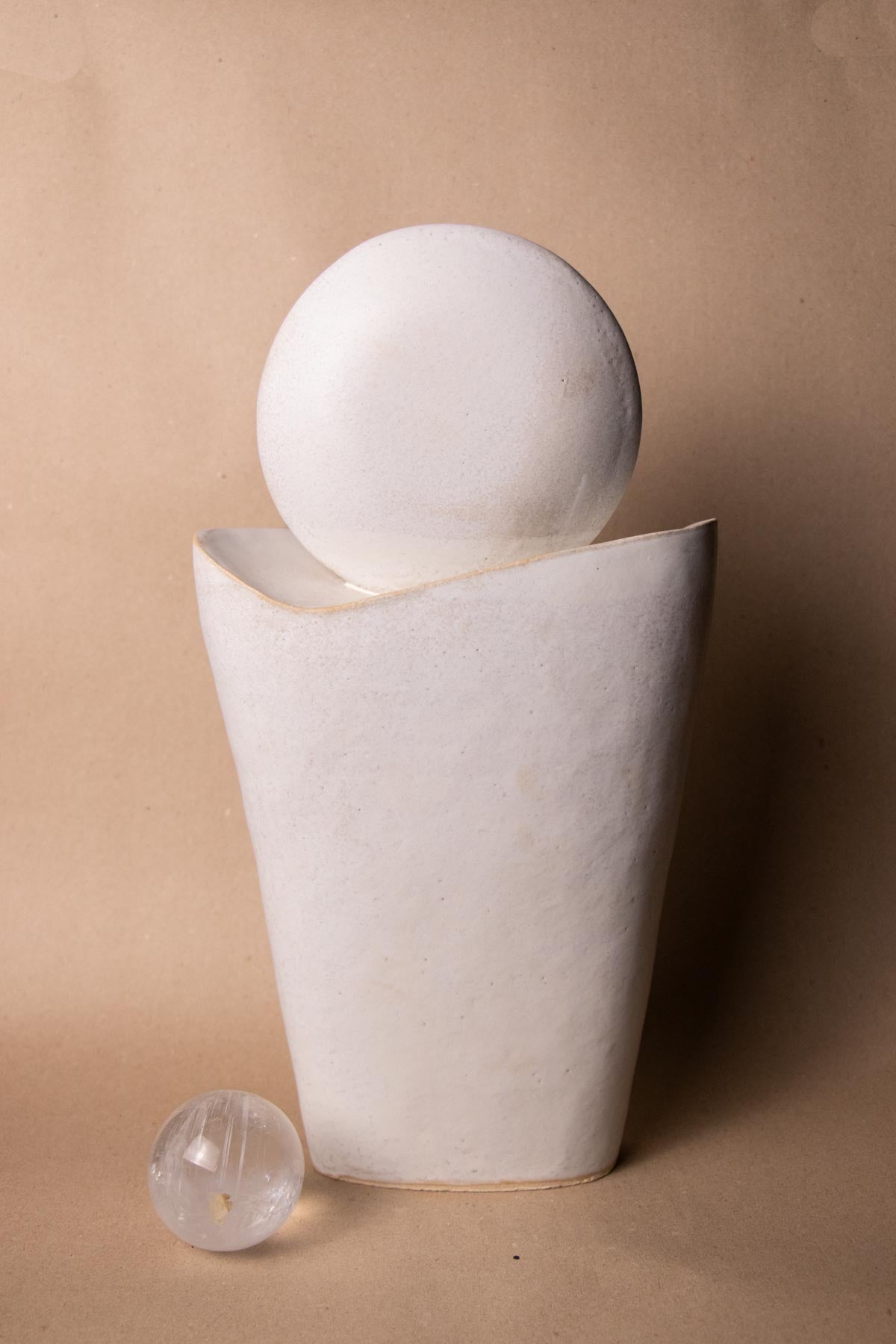 ClaireLune Serie Luna Luna Piena I scultura grès bianco 37cm