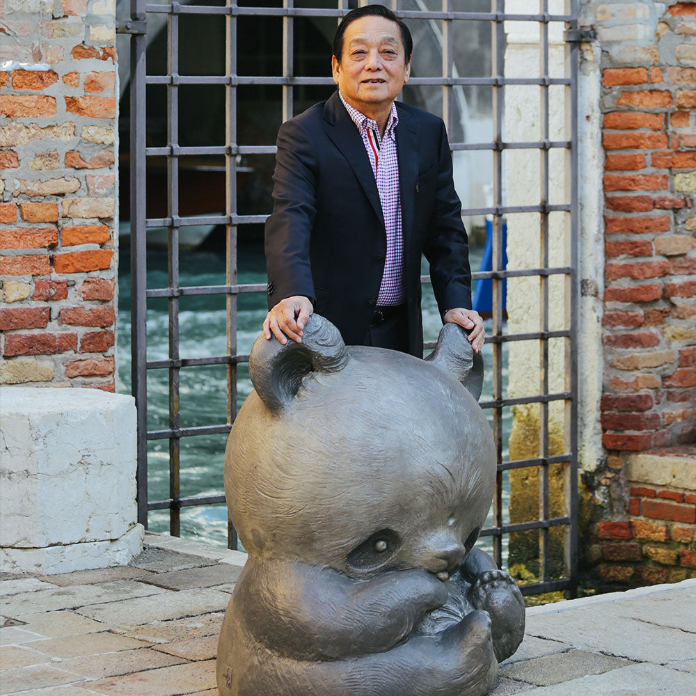 Lalique Art Yuan-Yuan Panda Scultura Cristallo S