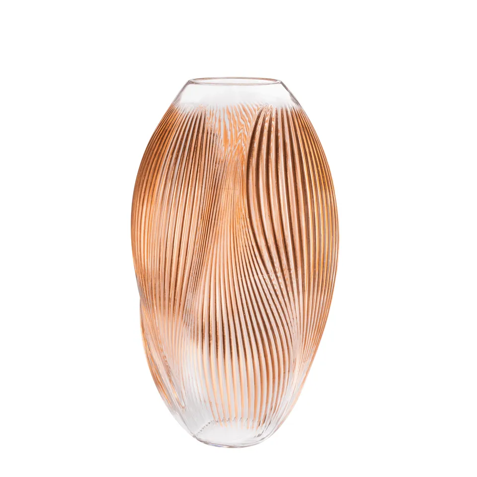 Lalique Alizé Vaso Cristallo XL Foglia Oro Rosa
