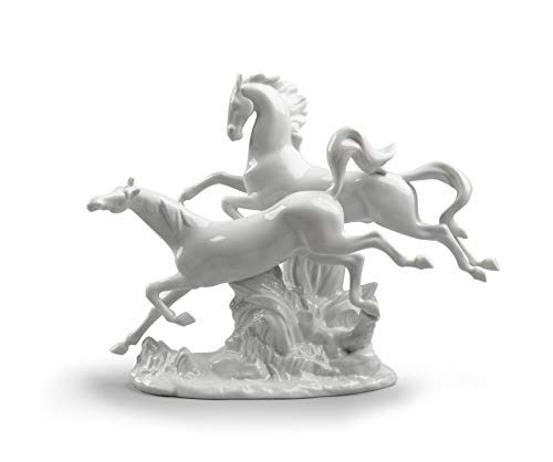 Lladró Cavalli figurina porcellana bianca galoppo