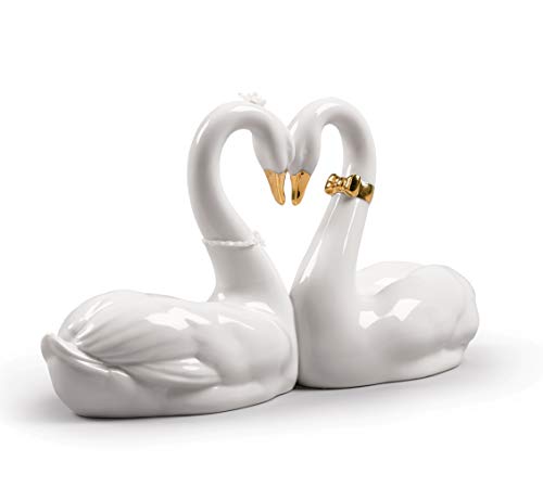 Lladró Cigni Amore Senza Fine figurina porcellana oro