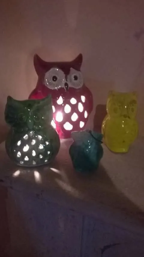 Raffaela Russo Arredo Gufo lampada ceramica dipinta a mano