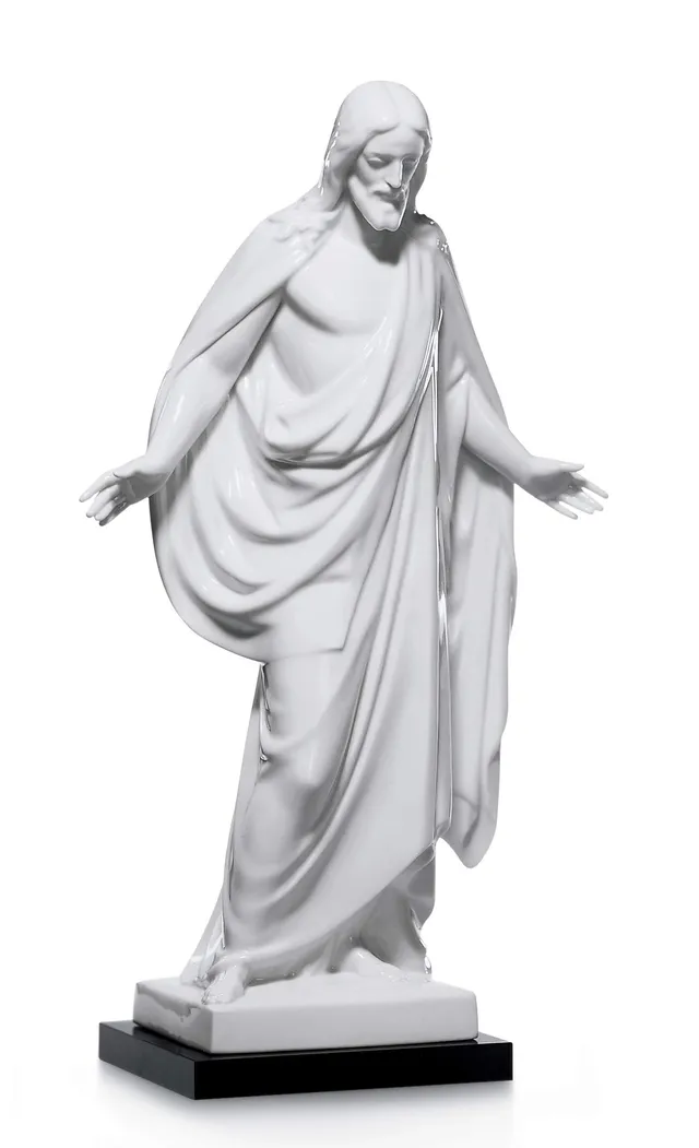 Lladró Sculture Cristo Destra figurina porcellana bianca glitter