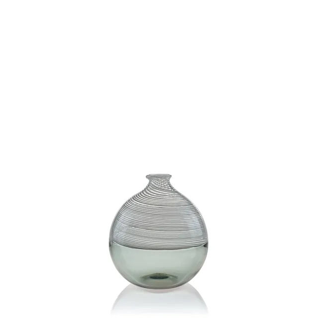 Vaporetto Rialto vaso vetro Murano bianco grigio filigrana