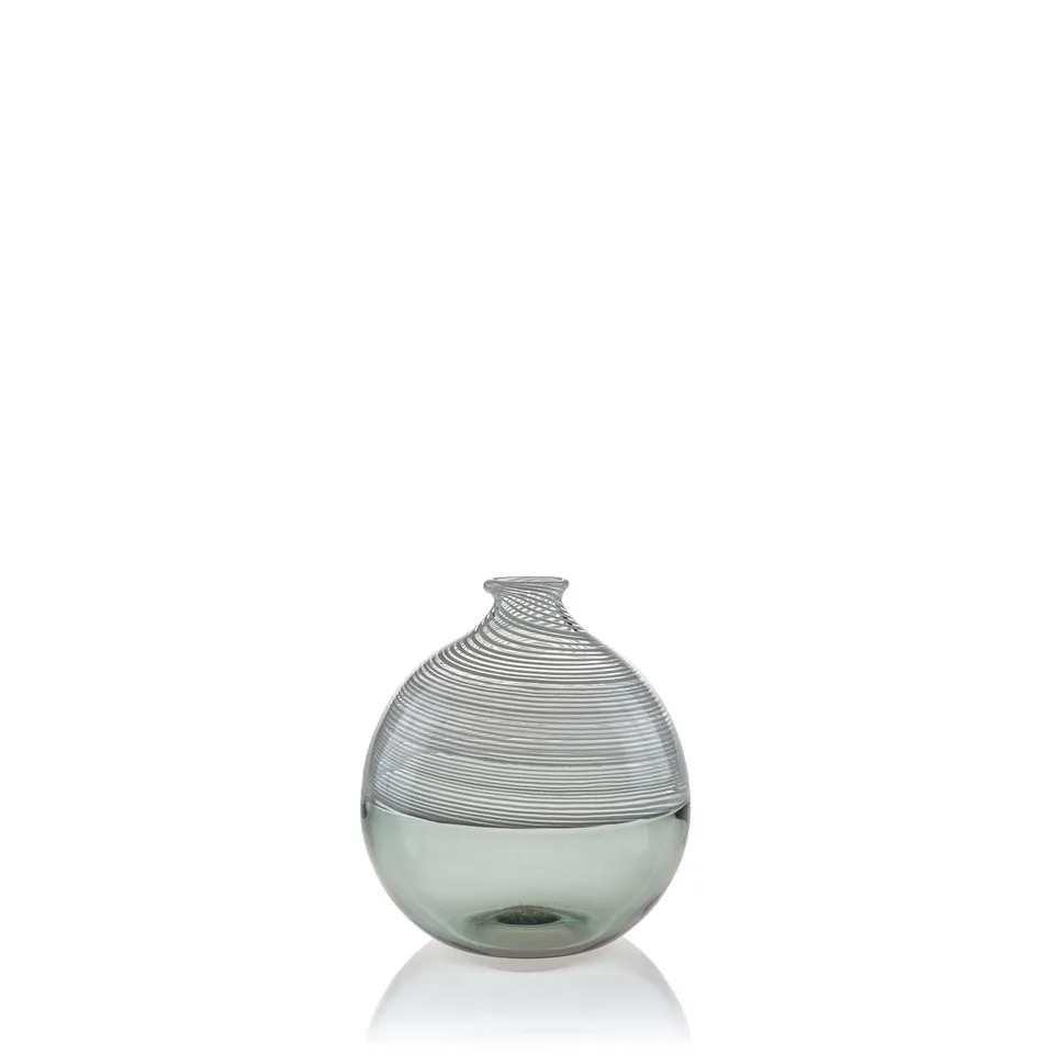 Vaporetto Rialto vaso vetro Murano bianco grigio filigrana