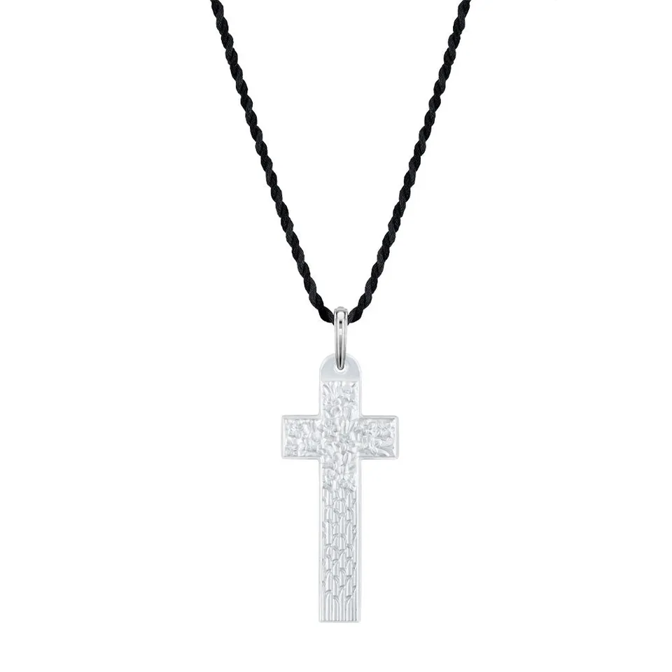 Lalique Saint Matthew ciondolo croce cristallo argento