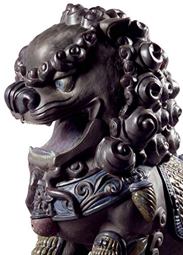 Lladró Alta Porcellana Scultura Leone orientale nero porcellana