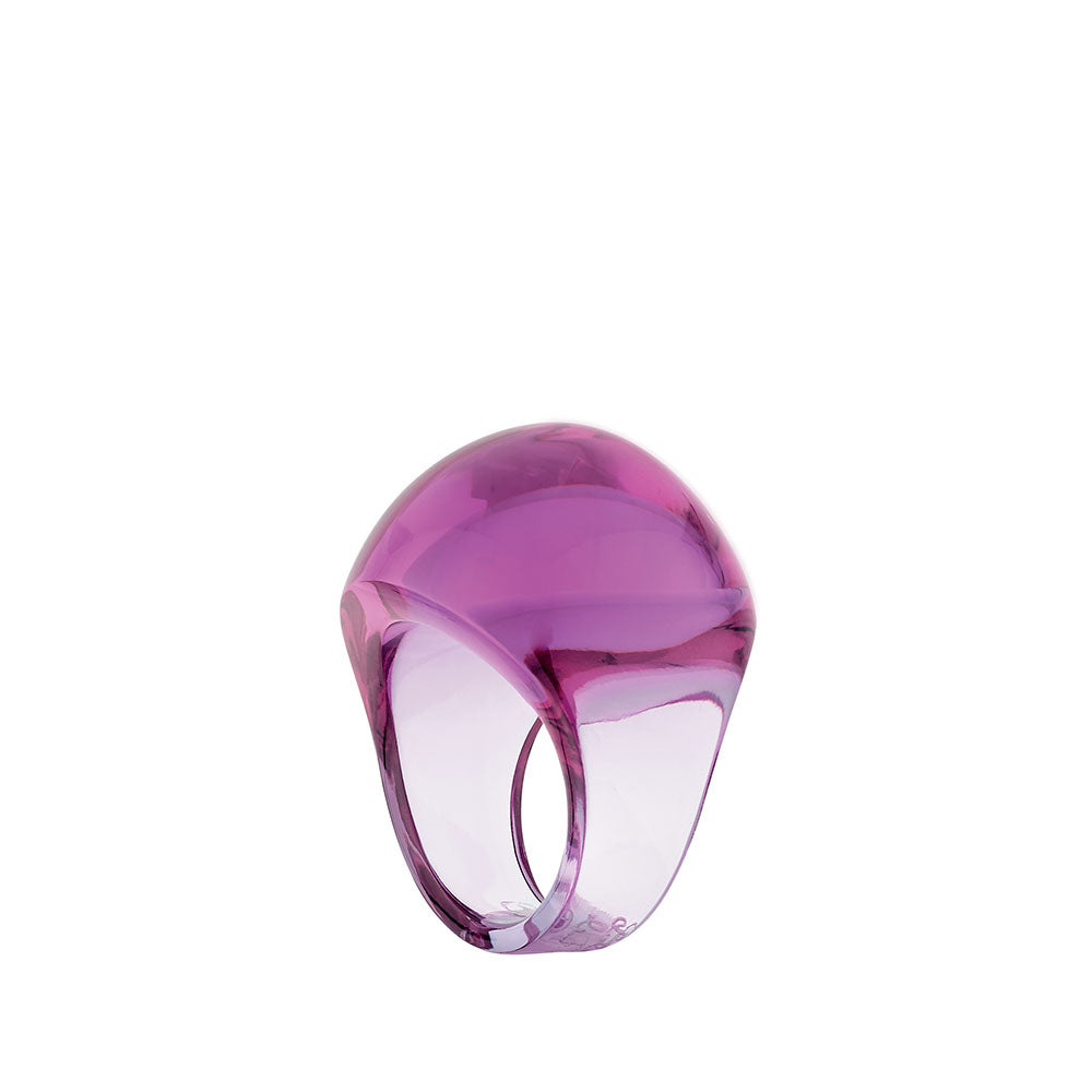 Lalique Cabochon anello cristallo fucsia misura 52