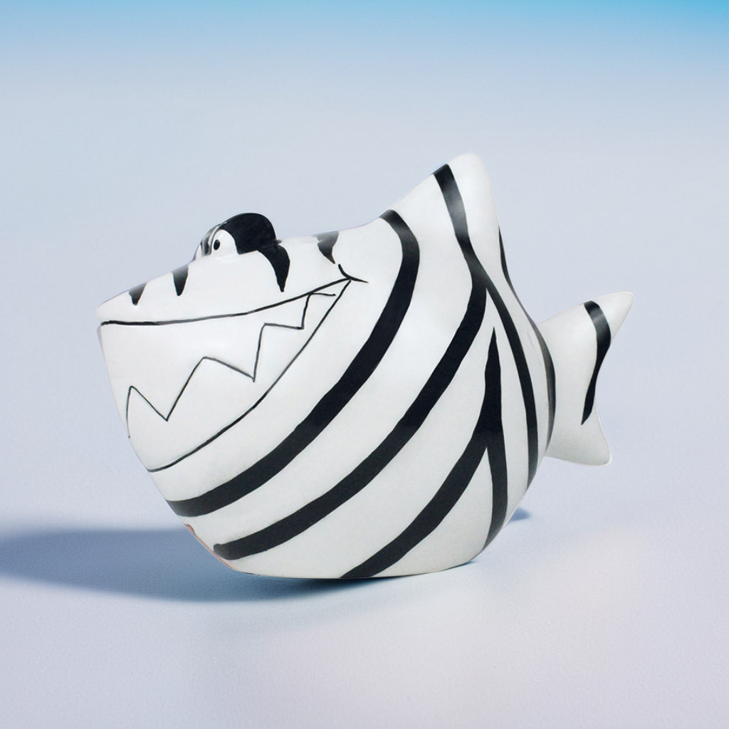 Sparschwein Company Zebra salvadanaio squalo piccolo bianco nero